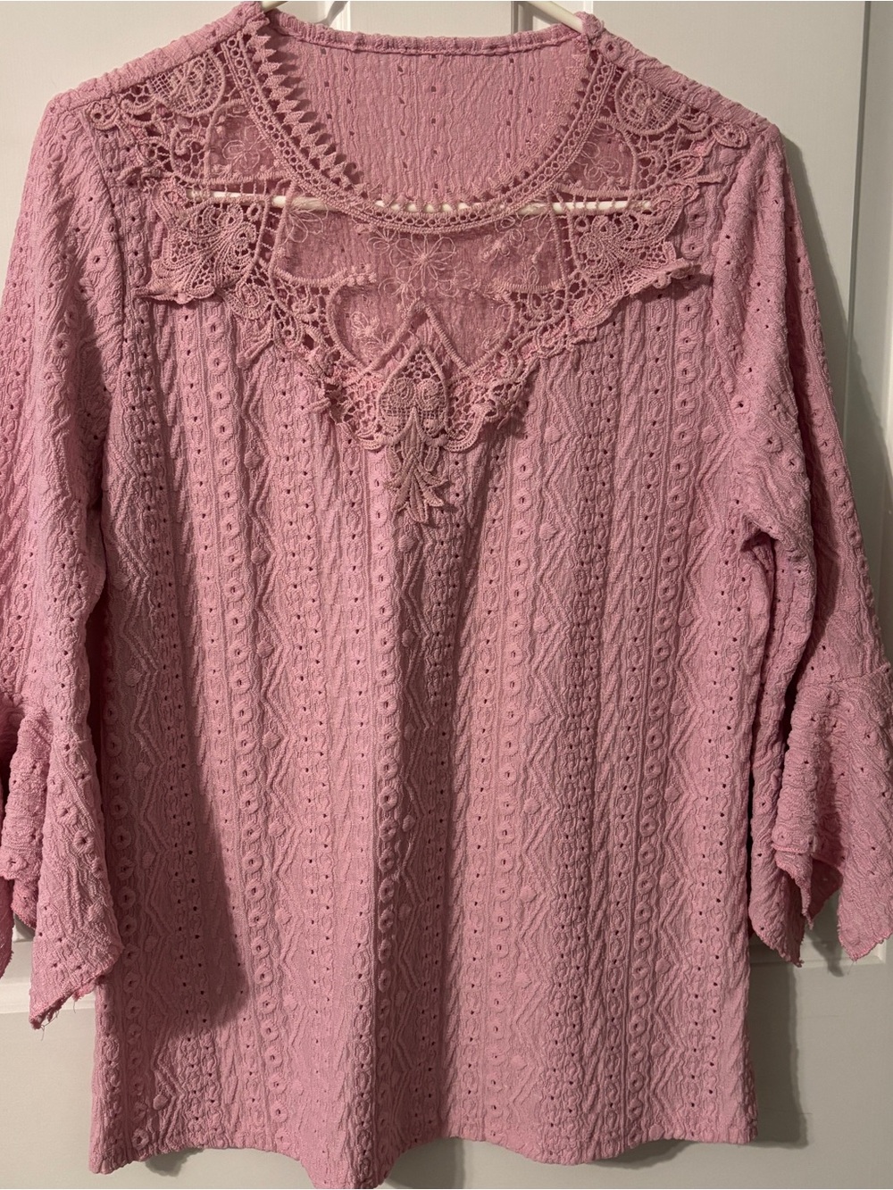 Women’s Pink Lace-Detail Knit Top